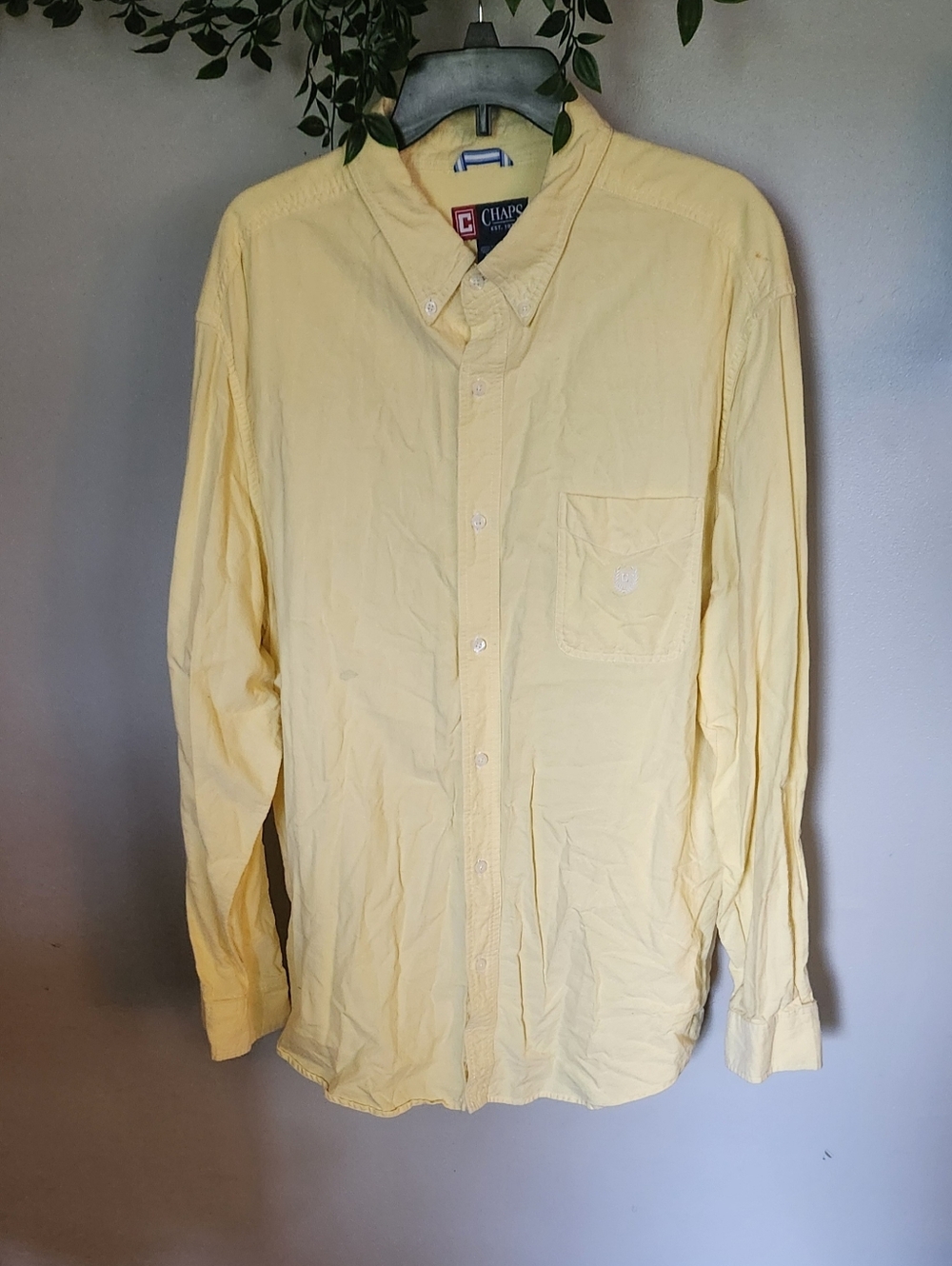 Chaps Summer Yellow 100% Cotton Button-Down Shirt